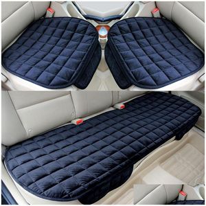 Car Dvr Other Interior Accessories Car Seat Er Front Rear Flocking Cloth Cushion Non Slide Winter Protector Mat Pad Keep Warm Fit Truc Dht4P