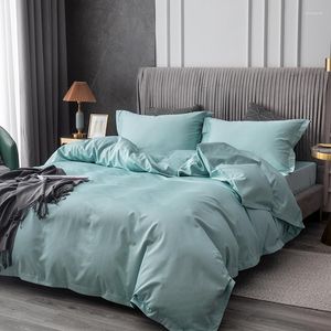 Bedding Sets 100 S Bamboo Fiber Eco-Friendly Ice Blue Color Flat Fitted Sheet Duvet Cover Pillowcases 4 Pieces Set On Sale