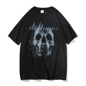 Erkek Tişörtler Deftones Kafatası Siyah Grafik Baskı Tişört Kısa Kollu Erkekler Kadın Alternatif Rap Metal Band Marka Tshirt Tees J230217