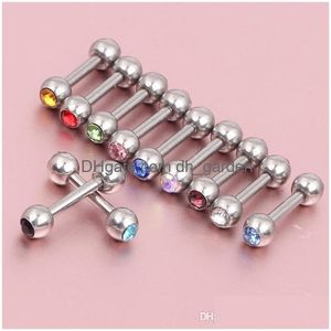 Stud 100pcs Rhinestone Crystal 316L çelik tragus sarmal küpe kulak saplamaları barbell bar yüzük damla dağıtım takı küpeleri dhgarden dh3to