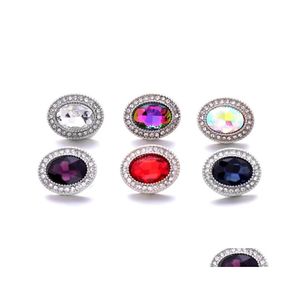 CLASPS HOOKS Colorf Oval Rhinestone Fastener 18mm Snap Button Clasp Sier Color Metal Charms f￶r Snaps smycken Fynd leverant￶rer D Dhzeo