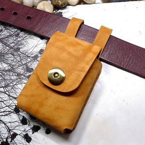 Waist Bags Blongk Mini Bag Genuine Leather Small Belt Pack Hand-made Card Holder Car Key Case Pouch SFX-K