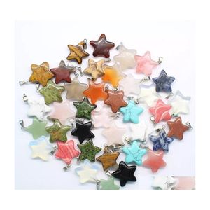 Charms Natural Stone Opal Pink Quartz Star Healing Pendants Diy For Jewelry Accessories Making Drop Delivery Findings Components Dhyix