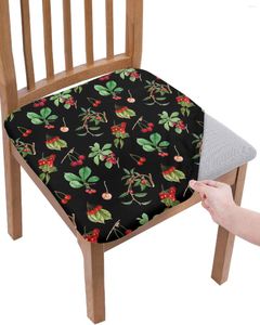 Chair Covers Vintage Textured Plant Fruit Cherry Seat Cushion Stretch Dining Cover Slipcovers For Home El Banquet Living Room