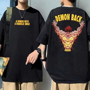 Herren T-Shirts Japanisches Anime Baki Demon Back Print T-Shirt Kurzarm Herren Übergroßes Harajuku T-Shirt Top Männer Frauen Baumwolle Manga 90er Jahre T-Shirt J230217