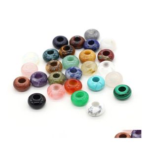 Stein 7X14Mm großes Loch 6Mm natürliche lose Perle Heilung Chakra Kristall rosa blau Amethyst Türkis DIY Halskette Ohrringe Schmuck Makin Dhec1