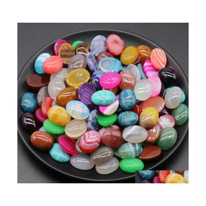 Stone Wholesale 15X20Mm Oval Striped Agate Carving Cabochon Natural Crystal Polishing Gem Healing Jewelry Diy Dhseller2010 Drop Deliv Dh0Qn