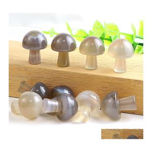 Stone 20Mm Mini Mushroom Plant Statue Ornament Gray Agate Carving Home Decoration Crystal Polishing Dhseller2010 Drop Delivery Jewelr Dhkzo