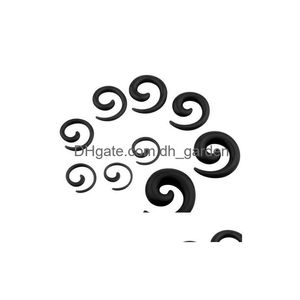 Plugs Tunnels Body Jewelry Punk Ear Spiral Expander avsmalnande virvelplugg Bårpiercing Akryl Black White Wholesale Drop Dhgarden Dhmbj