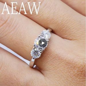 6.5mm Round Cut Engagement&Wedding Moissanite Diamond Ring Double Halo Ring Platinum Plated Silver