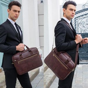 Borteiras Lutop Men Laptop Bag Women Leather Messenger Work Office Business Document Document Designer Vintage Maletin Branhora WWh30xp