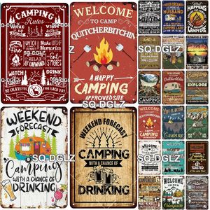 Vintage Welcome To Camping Targa in metallo Targa in metallo Targa in metallo Home Bar Porta Decorazioni da parete Adesivo Decorazione Targa Poster Campfire Poster Camping Decor Dimensioni 30X20CM w01