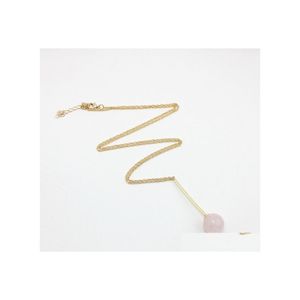 H￤nge halsband uts￶kt handgjorda rosa kristallkula poleringsmetall druzy natursten rose kvarts krage halsband droppleverans dhhdk