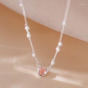 Подвесные ожерелья Fashio Opal Love Heart Charm Круглый жемчужный ожерелье из бусинки для женщин Женщины свадебные украшения ювелирные украшения DZ503