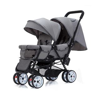 Car Dvr Strollers# Twin Baby Stroller Can Sit And Lie Carriage Four Wheel Highland Scape Lightweight Double Seat Carts 04 Years Old Dr Dhivm