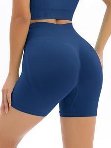 Pantaloncini da donna Leggings a vita alta senza cuciture Donna Sport Fitness a coste traspirante Yoga Hip Push Up Controllo della pancia Allenamento attillato