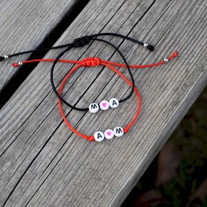 Pendant Necklaces 2pcs/Pairs Custom Black Red Thread DIY Letter Paired Bracelets Women Men Heart Name Lucky Bracelet Friendship Pulseras