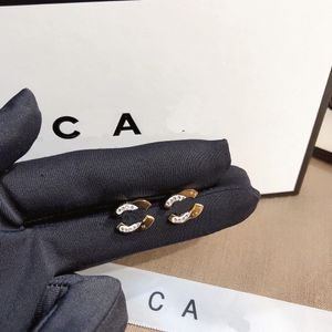 Luxury Brand Earrings Charm Designer Earring Fashion Premium Jewelry Women's Circle Rhinestone Diamond Earrings 18k Gold Plated Couple Family Accessories