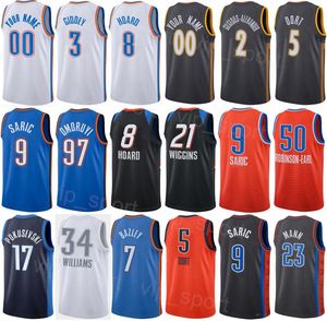 인쇄 된 농구 Luguentz Dort Jerseys 5 예레미야 로빈슨-엘 50 Josh Giddey 3 Kenrich Williams 34 Aaron Wiggins 21 Shai Gilgeous-Alexander 2 유니폼 남성 여성