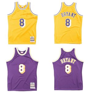 Bryant Designer Özel Basketbol Formaları Siyah Mamba S-6XL Mitchell Ness Jersey 1996-97 Mesh Hardwoods Classics Retro Jersey Erkek Kadın Gençlik Mor Sarı 8 Çaylak