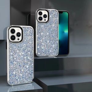 Diamond phone case For iphone 13 14 plus pro max 12 11 TPU PC 2 in 1 Protective Shockproof Cover