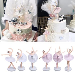 Inne imprezy imprezowe zapasy 6pc/zestaw baletowych dziewcząt ciasto topper imprezowy ciasto dekoracja balerina miniaturowa figurka figurka dekoracje dla kobiet dziewczęta 230217