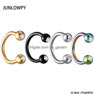 Nose Rings Studs Anodized Surgical Steel Body Jewelry Crystal Y Piercing Hoop Horseshoe Daith Tragus Earring Women Men Drop Dhgarden Dhhmq