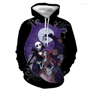 Herr hoodies Autumn and Winter 3D Hoodie Hip Hop Style Sweatshirt Skull Jack Print Halloween Street Klädmärke Direktförsäljning