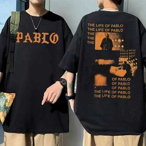 Herr t-shirts Pablo Graphics Print Tshirt The Life of Pablo T Shirt Summer Men Women Hip Hop Fashion Overdimensionerade Short Sleeve Tees J230217