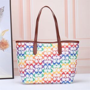 Moda Womens reversível City Totes Bags Salva de Designer de Designer Bolsas Willow 24 28 Rainbow Flower Letter Printing