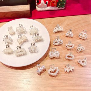 Mini Hair Clip Ribbon Claw Pearl Rhinestone Small Shark Clip Geometric Hair Barrettes Girl Women Metal Headdress Korean Style 1662