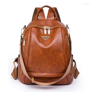 School Bags PU Leather Women Backpack Anti Theft Rucksack Cross Body Shoulder Bag Girls Female Waterproof Book Laptop Messenger