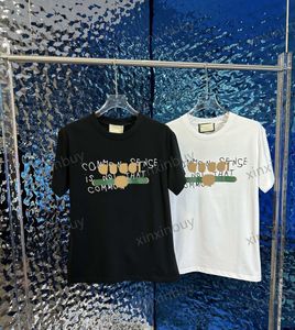 Xinxinbuy Men Designer Tee T Shirt 23SS Paris Graffiti Letters Belt Print Short Sleeve Cotton Women White Black Beige S-XL