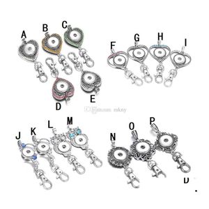 Key Rings Noosa Snap Button Jewelry Keychains Rhinestone Love Heart 18Mm Chains Diy Keyrings Holders Lanyard Drop Delivery Dh8Gp