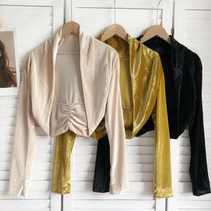 Women's Jackets 2023 Women Clothes Sexy Velvet Long Sleeve Shawl Short Cardigan Fashion Versatile Coat Spring Autumn Ladies Korean