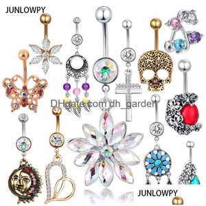 Navel Bell Button Rings Surgical Steel Lots Of Piercing Nombril Tragus Earring Body Jewelry Fashion Dangle Belly Ring 20Pcs Dhgarden Dhj4D