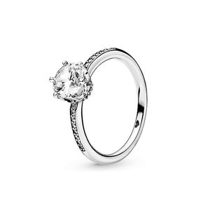 Nuovo anello a corona scintillante con scatola originale per Pandora Real 925 Sterling Silver Wedding Designer Jewelry for Women Girlfriend Gift Blue Cz Diamond Rings Set
