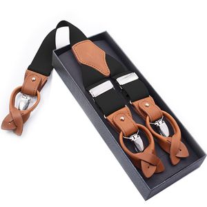 Suspenders Mans Fashion Hasces äkta läder Suspensorio -byxor Strap Fatherhusbands gåva 35120cm 230217