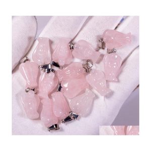 Charms Chakra Natural Stone Charm Rose Quartz Crystal Angel Pendants Chakras Gem Fit ￶rh￤ngen Halsband Making Assorte Yzedibleshop D Dhedh