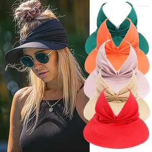 Chapéus de aba larga Mulheres Sun Visor Hat Hat Anti-Ultraviolet Elastic Hollow Top ao ar livre Praia de verão de Summer 2023 Davi22