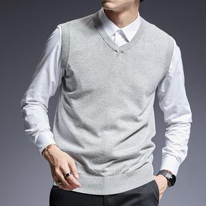 Marca de moda masculino Sweaters Men Pullovers Sleeveses Slim Fit Jumpers Knit Color Solid Autumn estilo coreano Casual Roupes