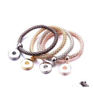 Charm Armband Gold Sier Plated 18mm Snap Button Armband Elastic Snaps Knappar Smycken f￶r kvinnor M￤n Drop Delivery DH3DB