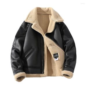 Men's Jackets Autumn Winter Mens Coats Velvet Padded Lapel Jacket Fashion Leather Stitching Male Large Size M-5XL Chamarras Para Hombre