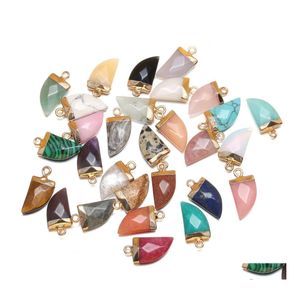 Charms Natural Stone Subctrate Rose Quartz Tigers Eye Turquoise Pendant DIY f￶r Druzy Armband Halsband￶rh￤ngen Mycken Making Drop DHS0R