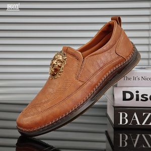 S New Men Low Help Small Leather Business Casual Bean Soft Soled Driving Shoes A Buine Caual Shoe