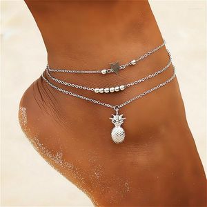 Anklets For Women's Sandals 2023 Trendy Pineapple Pendant Ankle Bracelet Jewelry Foot Chain Beach Accessories