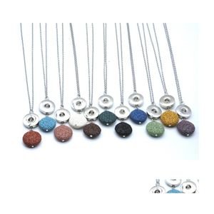 Anhänger Halsketten Ätherisches Öl Diffusor Halskette Schmuck 18mm Druckknopf Runde Farbe Lava Stein Aromatherapie Für Frauen Männer Drop DHNF1