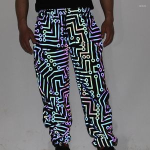 Men's Pants Joggers Men Reflective Geometric Circuit Lines Colorful Hip Hop Harajuku Casual Jogging Sweatpants Women