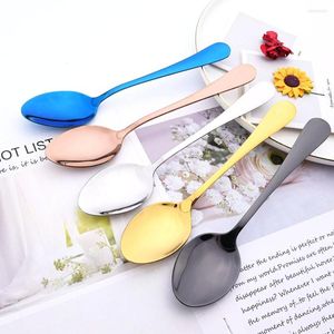 Geschirr-Sets Drmfiy Buntes Edelstahl-Löffel-Set, 6-teilig, goldene Löffel, Geschirr, Dessert, Abendessen, Küche, Besteck