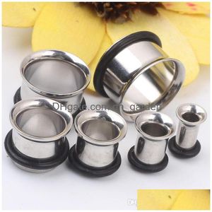 Plugs Tunnels Mix 8 Size Stainless Steel Ear Tunnel Body Jewelry Single Flare Flesh Jeweled F20 Drop Delivery Dhgarden Dhtyn